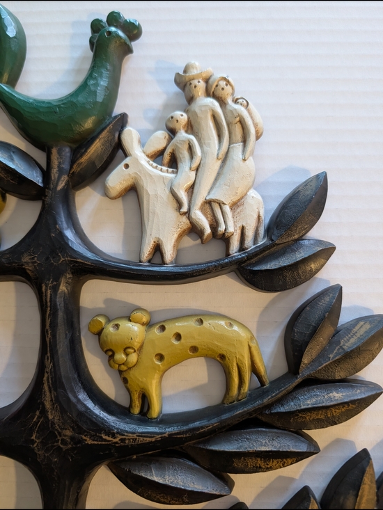 Homco Tree Of Life Wall Hanging Plaque 60's Folkart Mid-Century Modern Vintage - Picture 3 of 8
